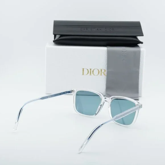 Dior INDIOR S1I 85B7 Sunglasses Transparent Square Frame, Blue Lenses - Picture 9 of 9